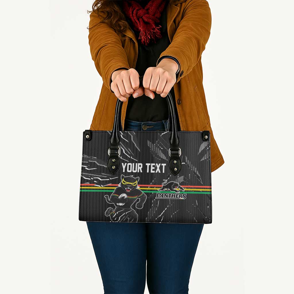 Personalized Penrith Panthers Leather Bag Dynamic Lightning Mascot Rugby Australia