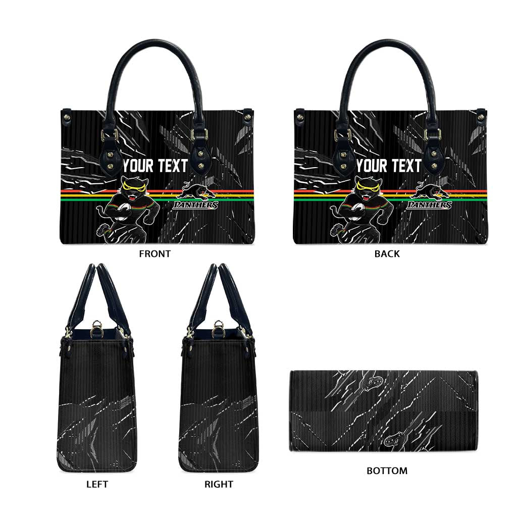 Personalized Penrith Panthers Leather Bag Dynamic Lightning Mascot Rugby Australia