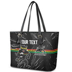 Personalized Penrith Panthers Leather Tote Bag Dynamic Lightning Mascot Rugby Australia