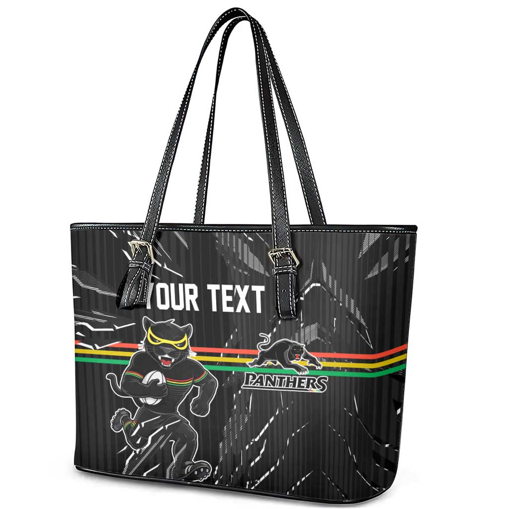 Personalized Penrith Panthers Leather Tote Bag Dynamic Lightning Mascot Rugby Australia