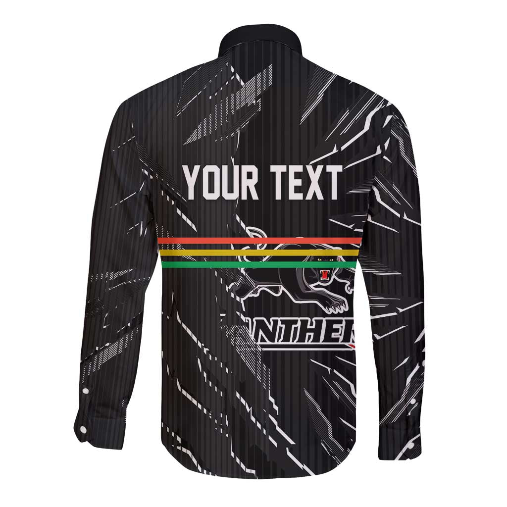 Personalized Penrith Panthers Long Sleeve Button Shirt Dynamic Lightning Mascot Rugby Australia