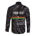 Personalized Penrith Panthers Long Sleeve Button Shirt Dynamic Lightning Mascot Rugby Australia