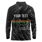 Personalized Penrith Panthers Long Sleeve Polo Shirt Dynamic Lightning Mascot Rugby Australia