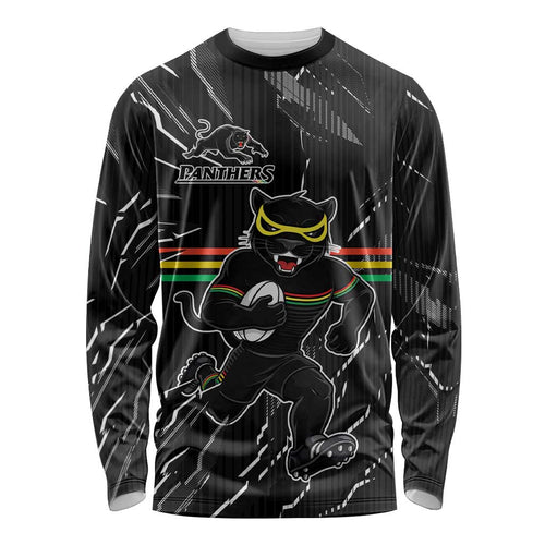 Personalized Penrith Panthers Long Sleeve Shirt Dynamic Lightning Mascot Rugby Australia