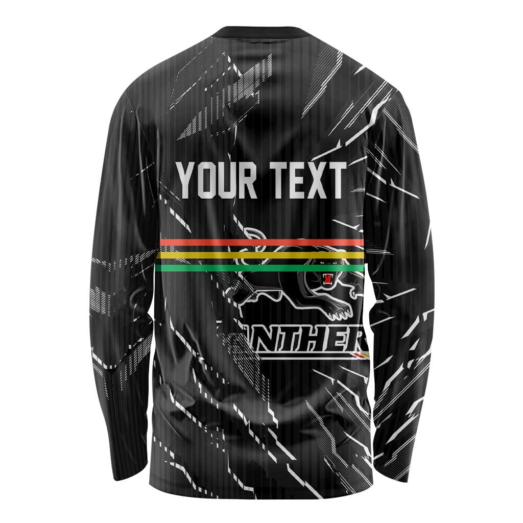 Personalized Penrith Panthers Long Sleeve Shirt Dynamic Lightning Mascot Rugby Australia