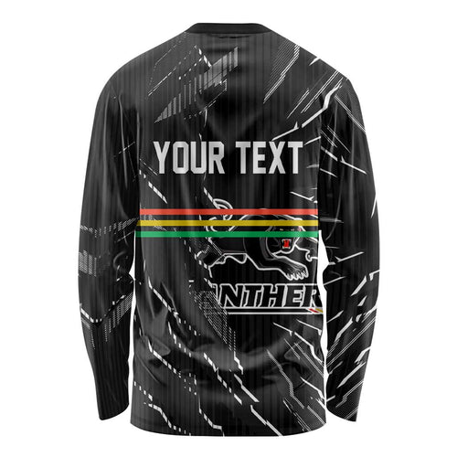 Personalized Penrith Panthers Long Sleeve Shirt Dynamic Lightning Mascot Rugby Australia