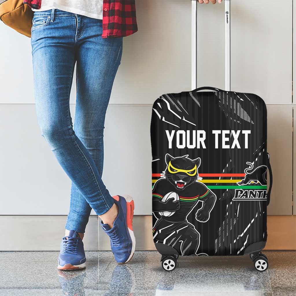 Personalized Penrith Panthers Luggage Cover Dynamic Lightning Mascot Rugby Australia
