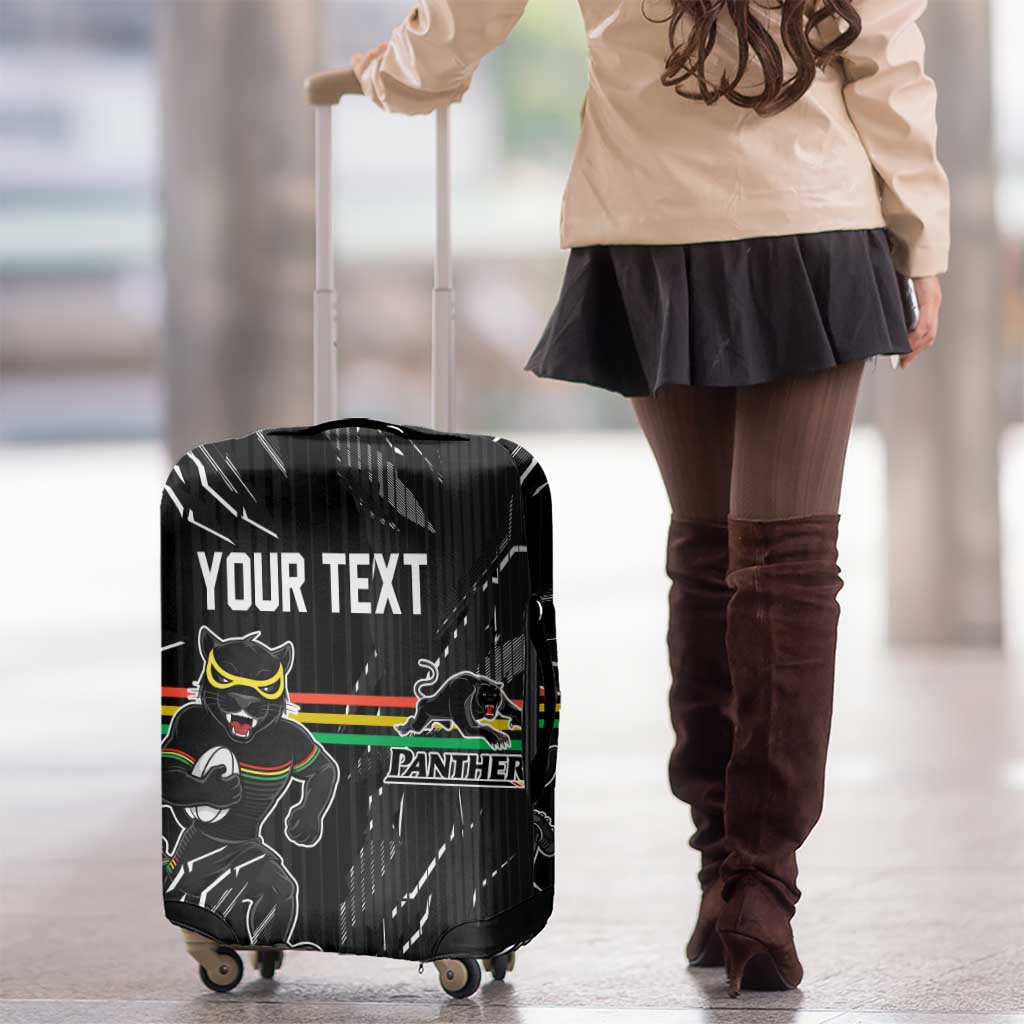 Personalized Penrith Panthers Luggage Cover Dynamic Lightning Mascot Rugby Australia