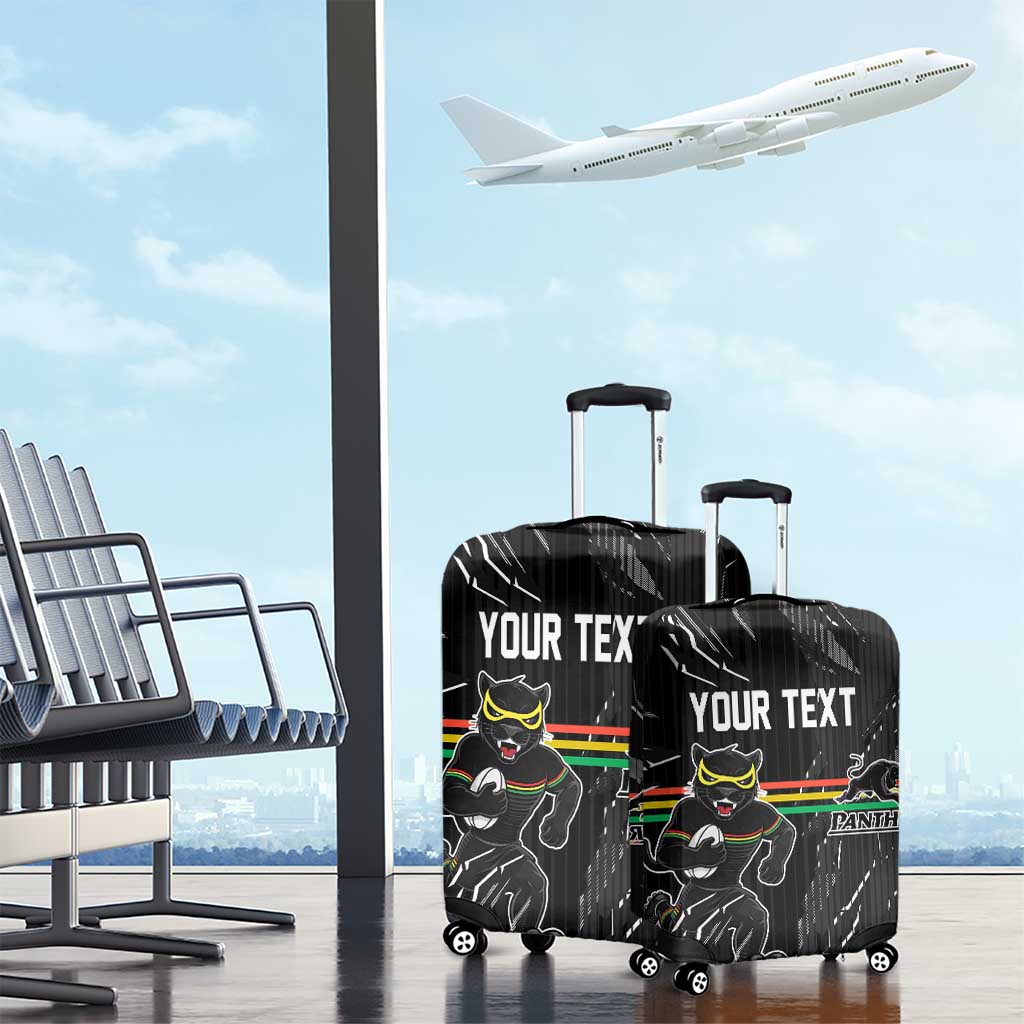 Personalized Penrith Panthers Luggage Cover Dynamic Lightning Mascot Rugby Australia