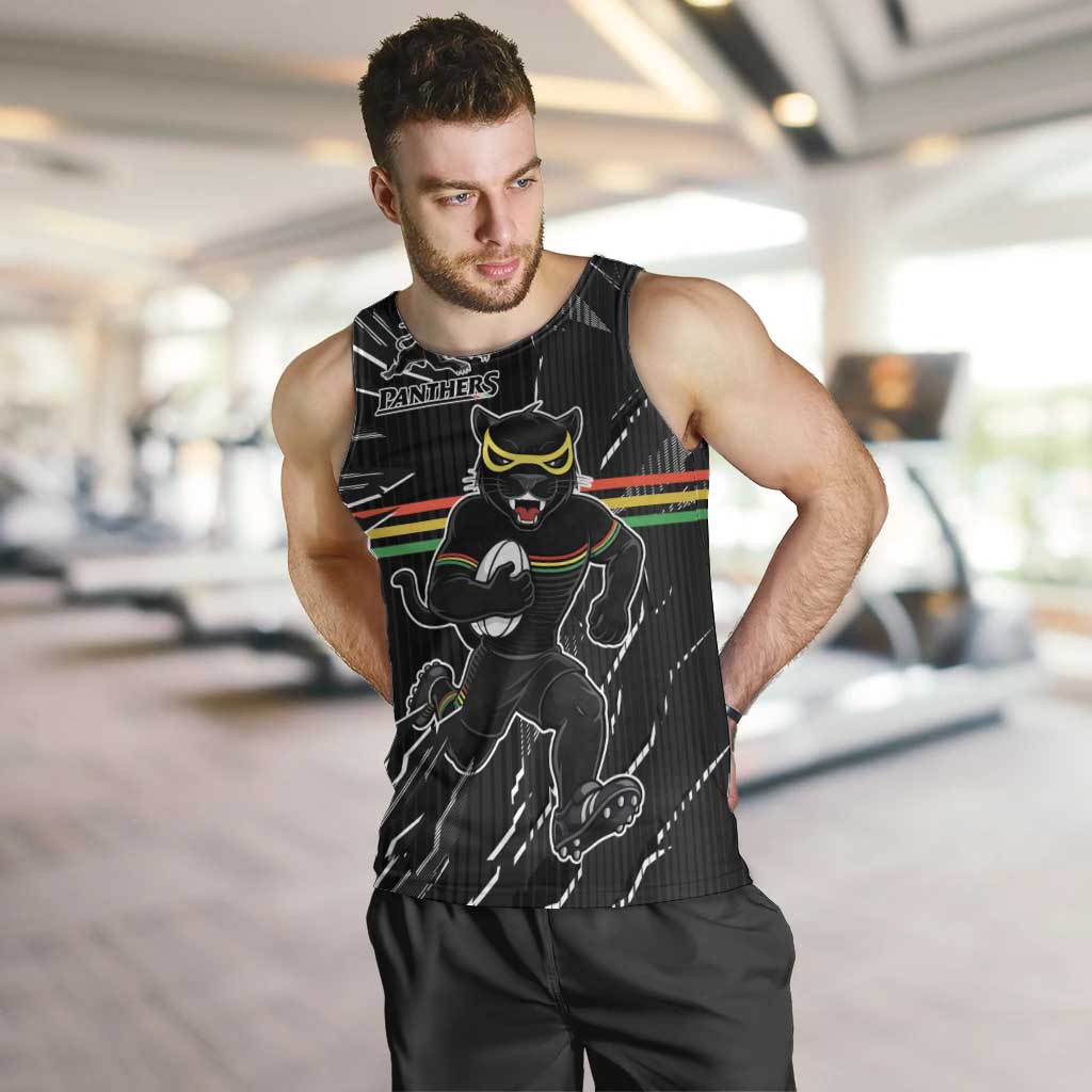 Personalized Penrith Panthers Men Tank Top Dynamic Lightning Mascot Rugby Australia