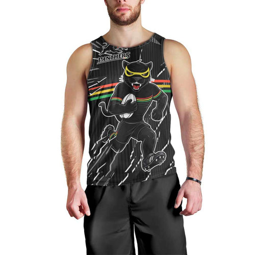 Personalized Penrith Panthers Men Tank Top Dynamic Lightning Mascot Rugby Australia