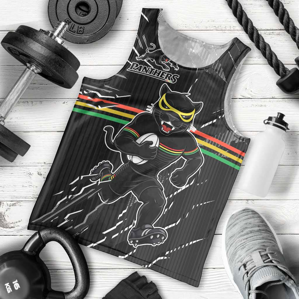 Personalized Penrith Panthers Men Tank Top Dynamic Lightning Mascot Rugby Australia