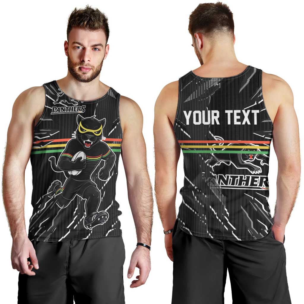 Personalized Penrith Panthers Men Tank Top Dynamic Lightning Mascot Rugby Australia