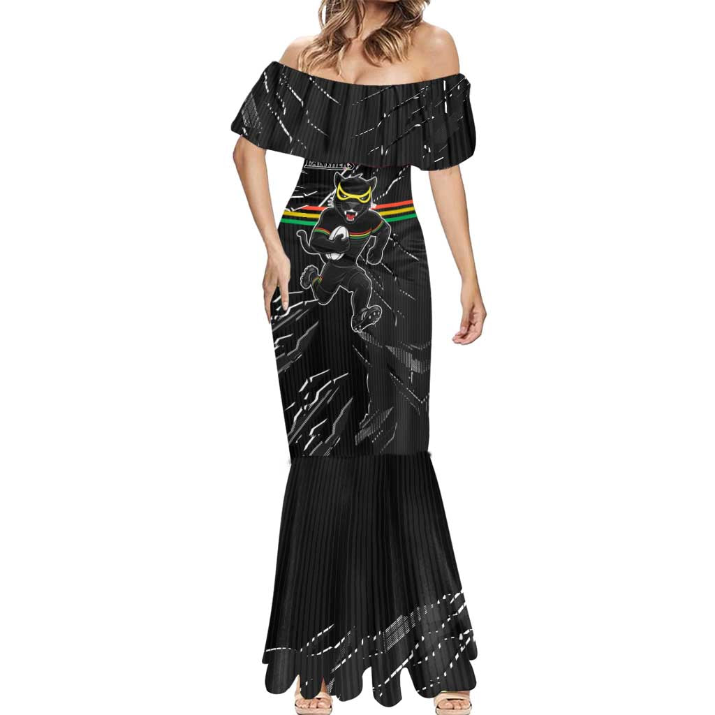 Personalized Penrith Panthers Mermaid Dress Dynamic Lightning Mascot Rugby Australia