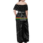 Personalized Penrith Panthers Off Shoulder Maxi Dress Dynamic Lightning Mascot Rugby Australia
