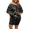 Personalized Penrith Panthers Off Shoulder Short Dress Dynamic Lightning Mascot Rugby Australia