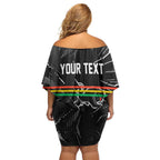 Personalized Penrith Panthers Off Shoulder Short Dress Dynamic Lightning Mascot Rugby Australia