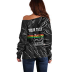 Personalized Penrith Panthers Off Shoulder Sweater Dynamic Lightning Mascot Rugby Australia