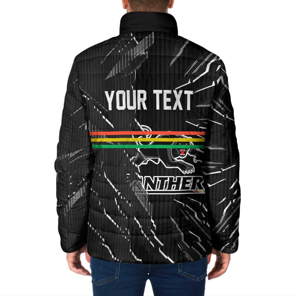 Personalized Penrith Panthers Padded Jacket Dynamic Lightning Mascot Rugby Australia