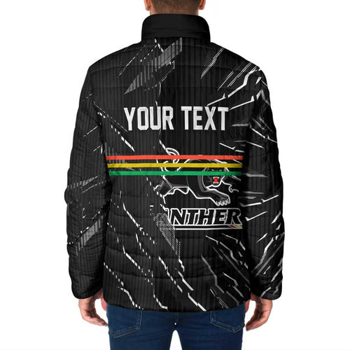 Personalized Penrith Panthers Padded Jacket Dynamic Lightning Mascot Rugby Australia