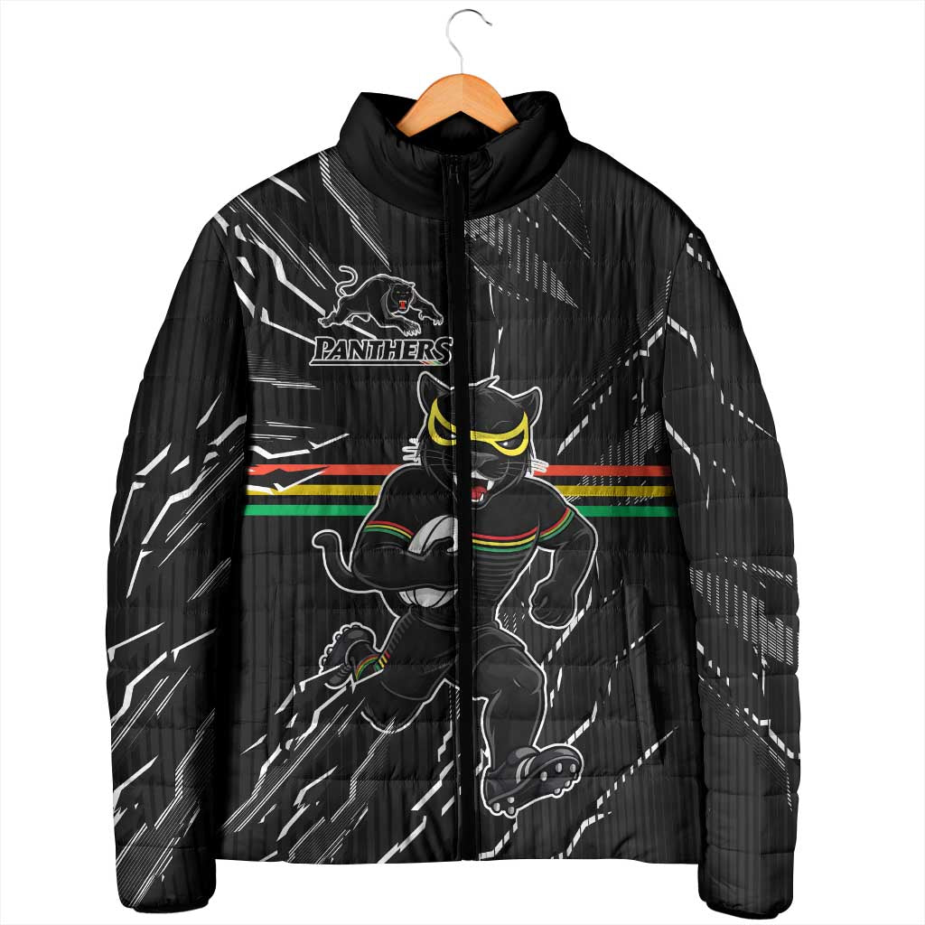 Personalized Penrith Panthers Padded Jacket Dynamic Lightning Mascot Rugby Australia