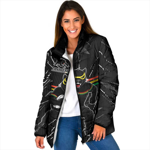Personalized Penrith Panthers Padded Jacket Dynamic Lightning Mascot Rugby Australia