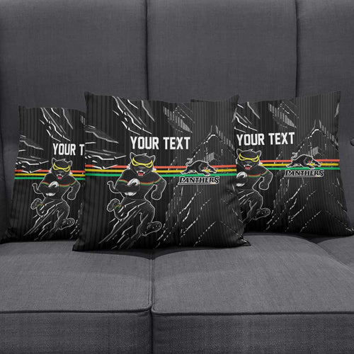 Personalized Penrith Panthers Pillow Cover Dynamic Lightning Mascot Rugby Australia