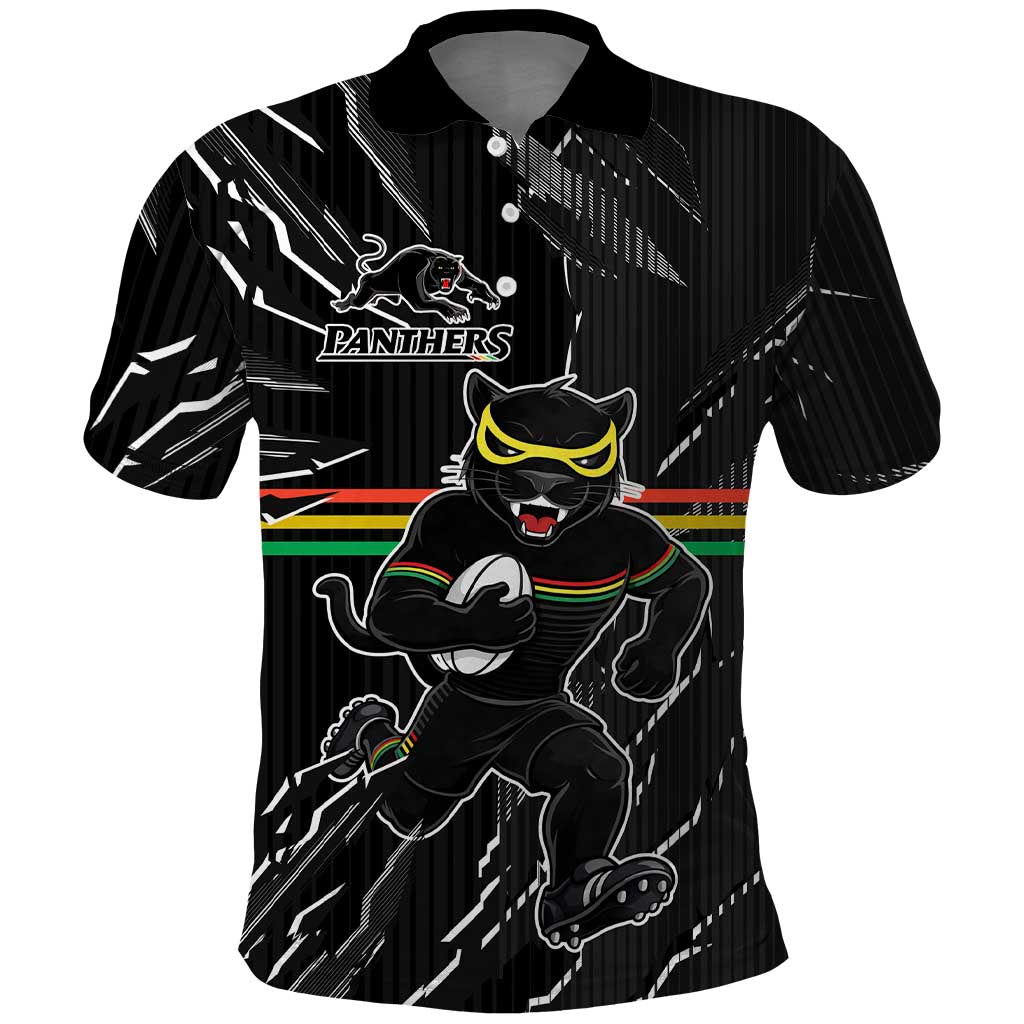 Personalized Penrith Panthers Polo Shirt Dynamic Lightning Mascot Rugby Australia