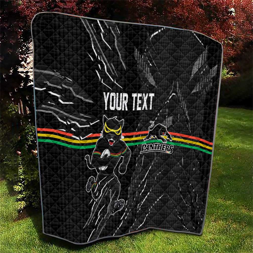 Personalized Penrith Panthers Quilt Dynamic Lightning Mascot Rugby Australia