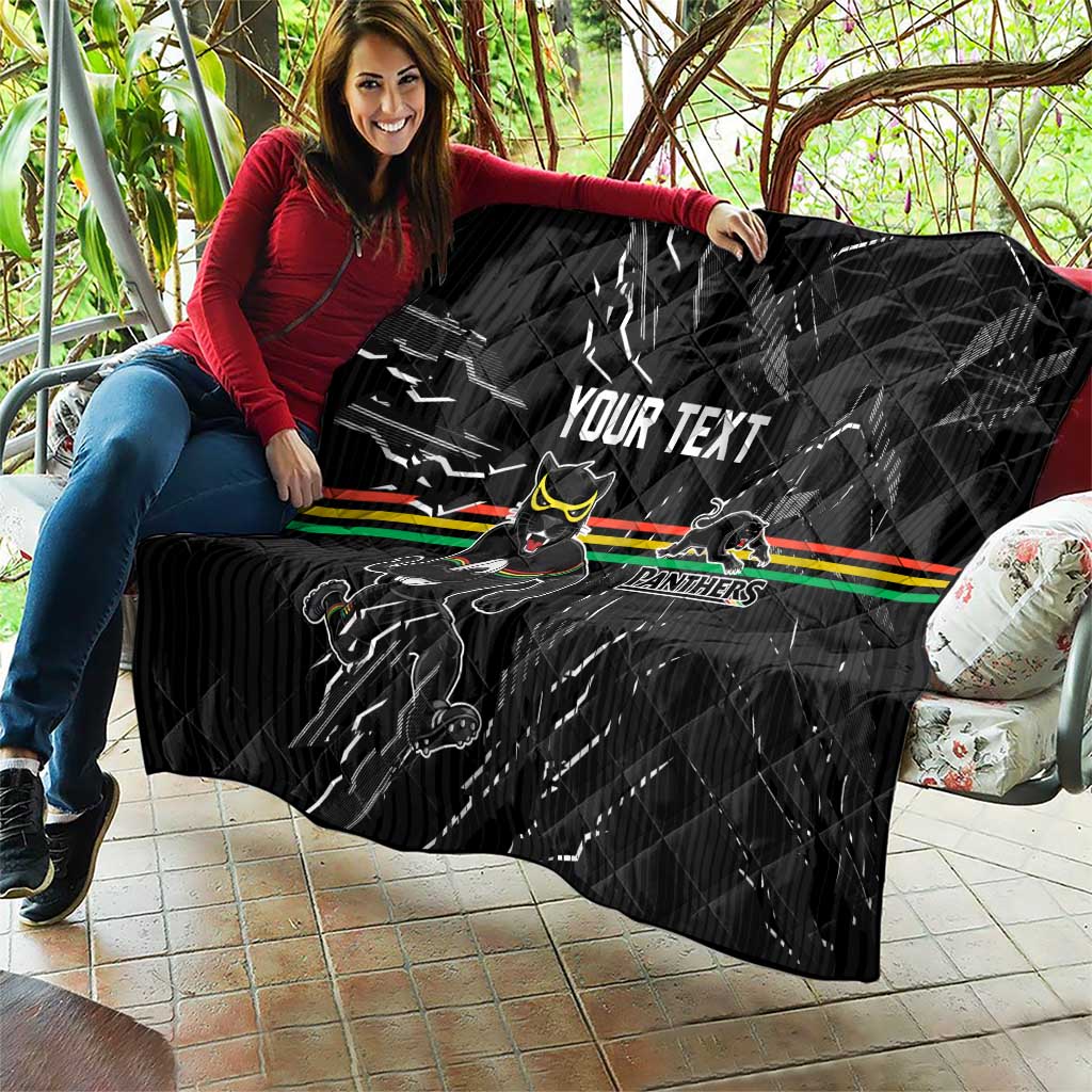 Personalized Penrith Panthers Quilt Dynamic Lightning Mascot Rugby Australia