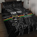 Personalized Penrith Panthers Quilt Bed Set Dynamic Lightning Mascot Rugby Australia