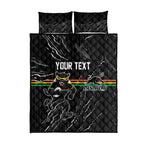 Personalized Penrith Panthers Quilt Bed Set Dynamic Lightning Mascot Rugby Australia