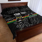 Personalized Penrith Panthers Quilt Bed Set Dynamic Lightning Mascot Rugby Australia