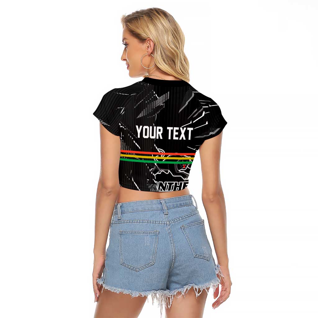 Personalized Penrith Panthers Raglan Cropped T Shirt Dynamic Lightning Mascot Rugby Australia