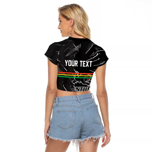 Personalized Penrith Panthers Raglan Cropped T Shirt Dynamic Lightning Mascot Rugby Australia