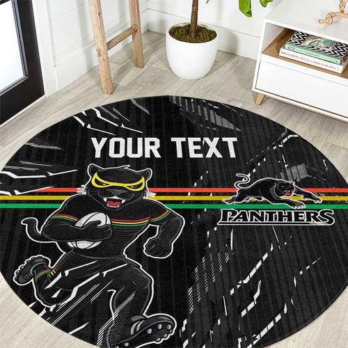 Personalized Penrith Panthers Round Carpet Dynamic Lightning Mascot Rugby Australia