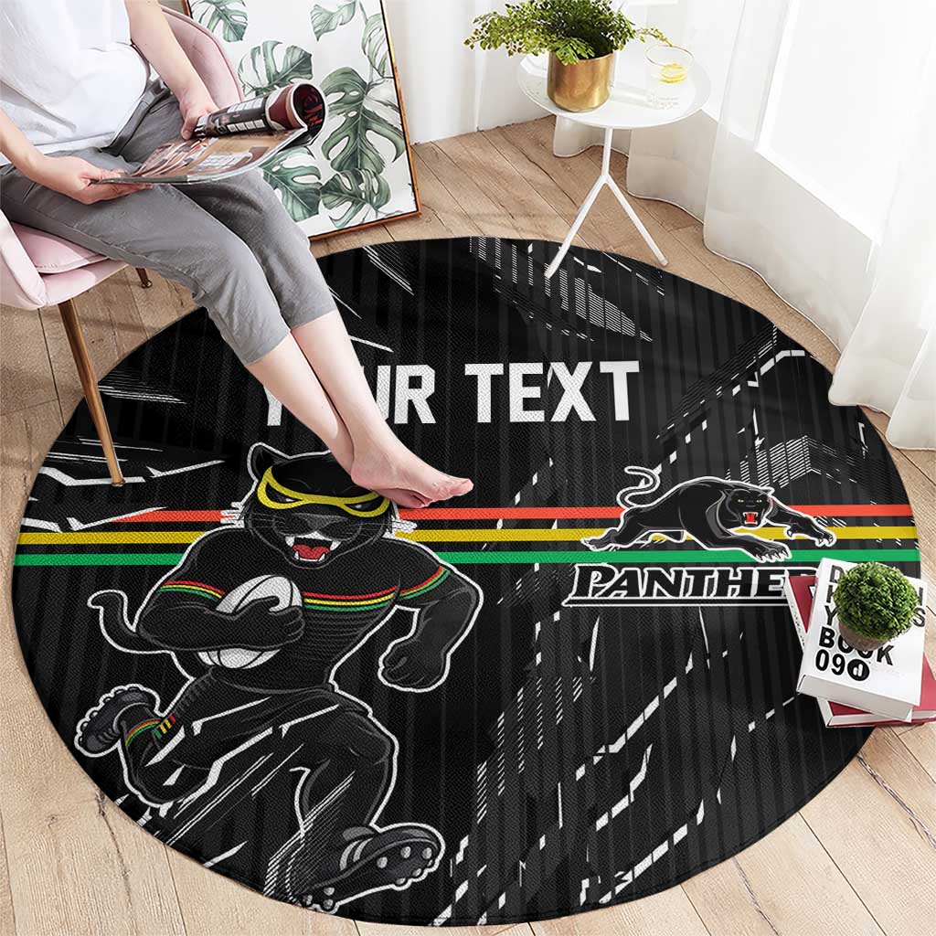 Personalized Penrith Panthers Round Carpet Dynamic Lightning Mascot Rugby Australia