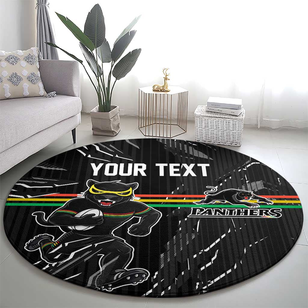 Personalized Penrith Panthers Round Carpet Dynamic Lightning Mascot Rugby Australia