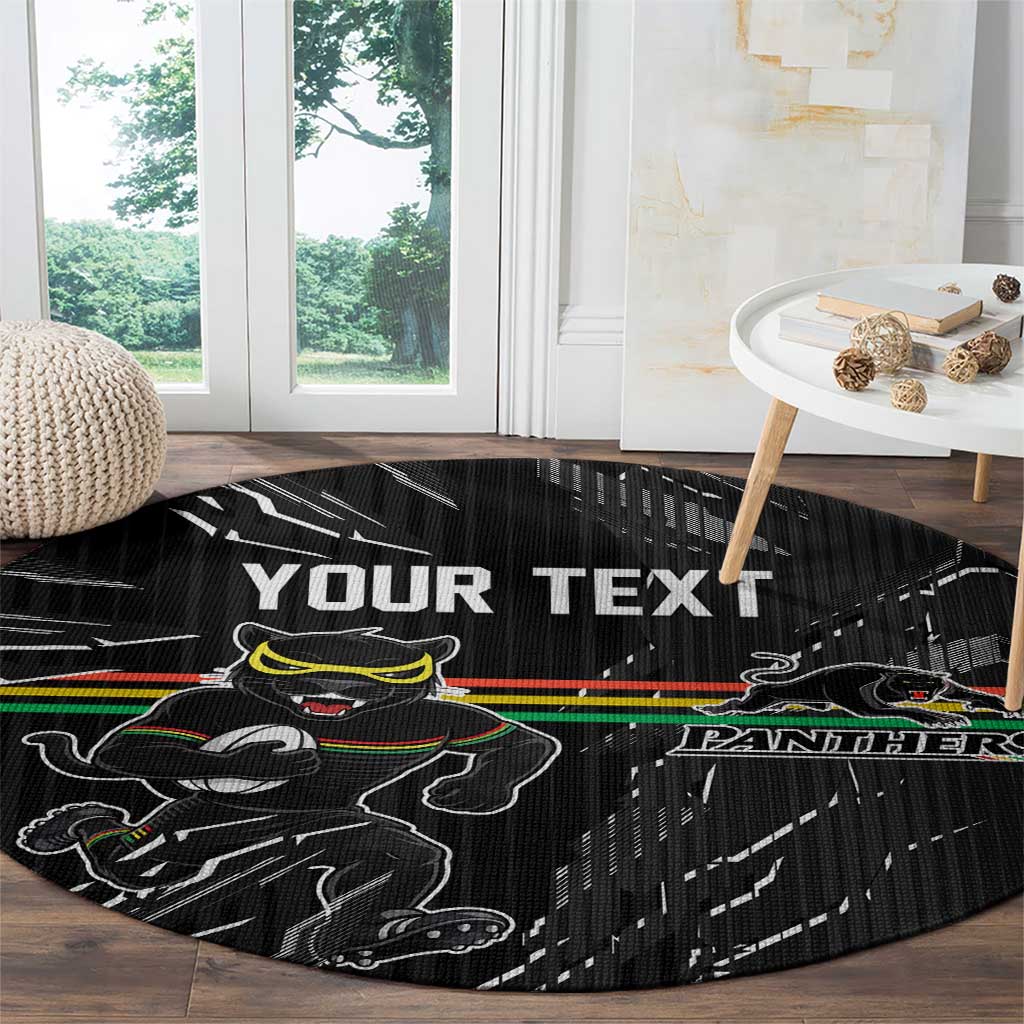 Personalized Penrith Panthers Round Carpet Dynamic Lightning Mascot Rugby Australia