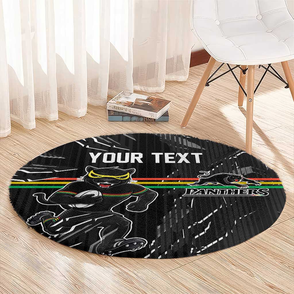 Personalized Penrith Panthers Round Carpet Dynamic Lightning Mascot Rugby Australia