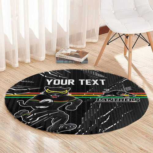 Personalized Penrith Panthers Round Carpet Dynamic Lightning Mascot Rugby Australia