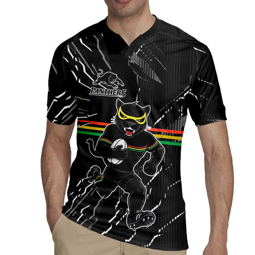 Personalized Penrith Panthers Rugby Jersey Dynamic Lightning Mascot Rugby Australia