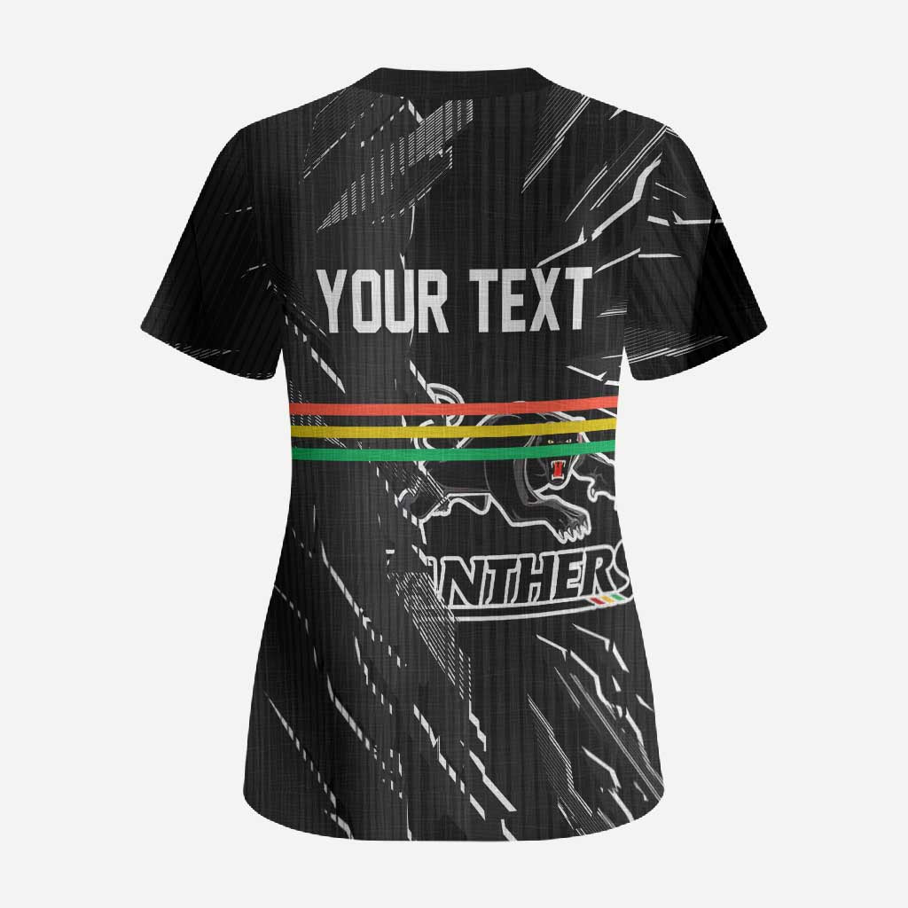 Personalized Penrith Panthers Scrub Top Dynamic Lightning Mascot Rugby Australia