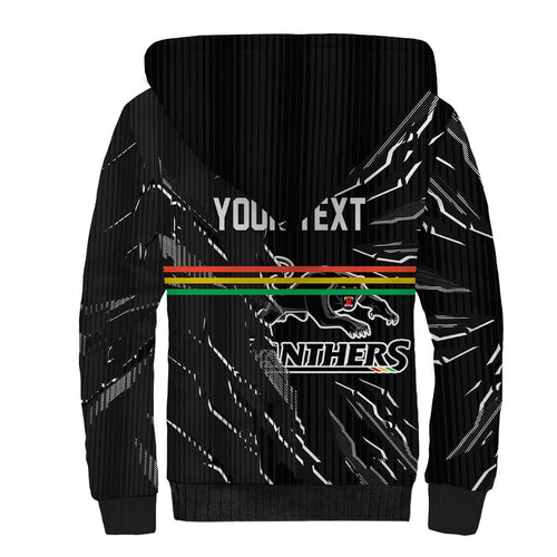 Personalized Penrith Panthers Sherpa Hoodie Dynamic Lightning Mascot Rugby Australia