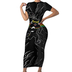 Personalized Penrith Panthers Short Sleeve Bodycon Dress Dynamic Lightning Mascot Rugby Australia