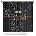 Personalized Penrith Panthers Shower Curtain Dynamic Lightning Mascot Rugby Australia