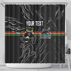 Personalized Penrith Panthers Shower Curtain Dynamic Lightning Mascot Rugby Australia