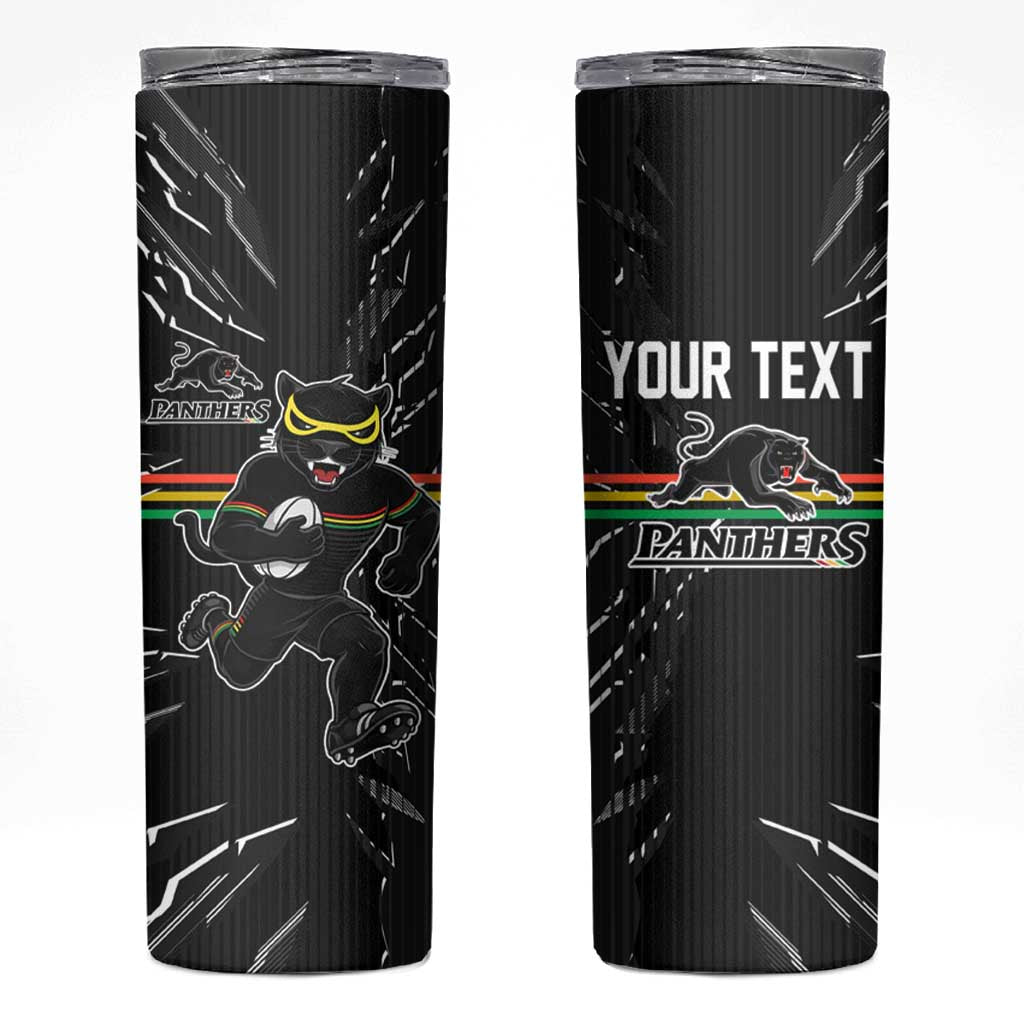 Personalized Penrith Panthers Skinny Tumbler Dynamic Lightning Mascot Rugby Australia