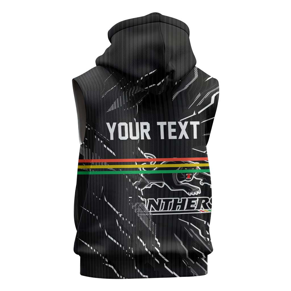 Personalized Penrith Panthers Sleeveless Hoodie Dynamic Lightning Mascot Rugby Australia