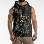 Personalized Penrith Panthers Sleeveless Hoodie Dynamic Lightning Mascot Rugby Australia